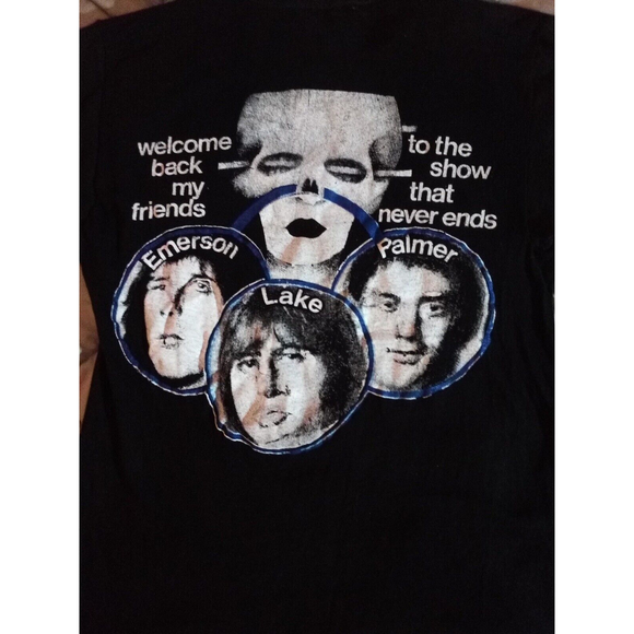 Vintage ELP Emerson Lake & Palmer Double sided Rock Band T-Shirt No Size Tag - Picture 4 of 9